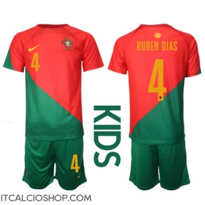 Portogallo Ruben Dias #4 Prima Maglia Bambino Mondiali 2022 Manica Corta (+ Pantaloni corti)